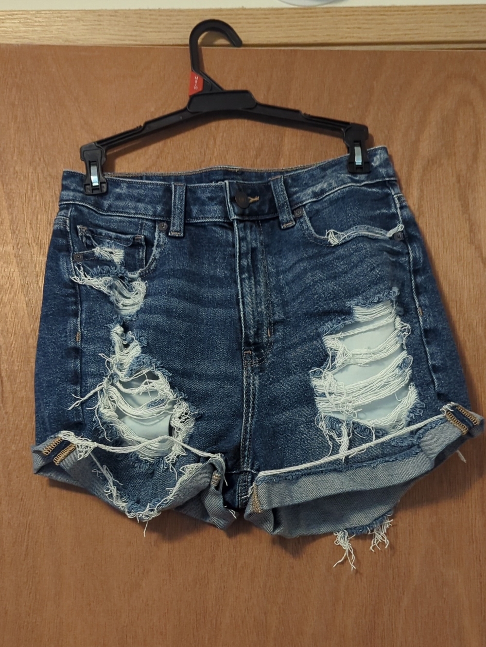 American Eagle Outfitters Distressed Dark Blue Denim Jean Shorts